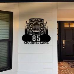 personalized classic muscle car address sign v3 garage house number plaque custom metal sign 1