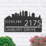 personalized cleveland city skyline metal address sign house number plaque realtor closing gift custom metal sign 0