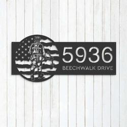 personalized coal miner us flag address sign house number plaque custom metal sign 1
