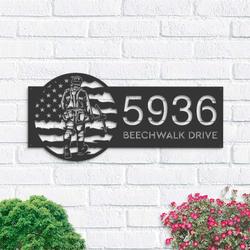 personalized coal miner us flag address sign house number plaque custom metal sign 2