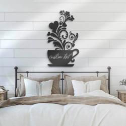 personalized coffee bar floral metal wall art custom coffee lover name sign kitchen decoration housewarming gift cafe shop decor 3