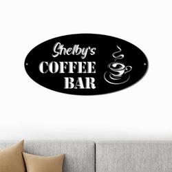 personalized coffee bar sign coffee station sign coffee shop sign home bar kitchen decor coffee lover gifts 1
