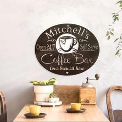 personalized coffee station sign open 24 hours coffee bar love brewed here coffee home bar decor gift for coffee lover on christmas birthday 1