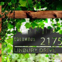 personalized columbus city skyline metal address sign house number plaque realtor closing gift custom metal sign 1