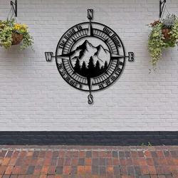 personalized compass coordinates sign the road to our home sign nautical compass custom metal sign mountain sign 5