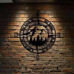personalized compass coordinates sign the road to our home sign nautical compass custom metal sign mountain sign 7