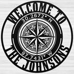 personalized compass rose metal sign star custom coordinates wind rose home decor custom metal sign 0