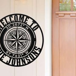 personalized compass rose metal sign star custom coordinates wind rose home decor custom metal sign 2