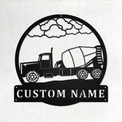 personalized concrete truck metal name sign home decor gift for truck drivers 1