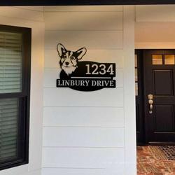 personalized corgi address sign corgi cute puppy house number plaque custom metal sign 1