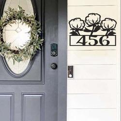 personalized cotton bolls address sign house number plaque custom metal sign 1