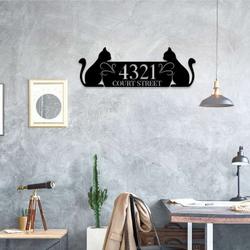 personalized couple cat address sign house number plaque custom metal sign 1