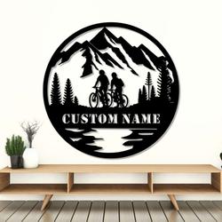 Personalized Couple Cycling Metal Wall Art Bicycle Sign Bicycle Lover Sign Valentine's Day Gift