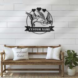 personalized couple hummingbird love decorative garden custom metal sign 1