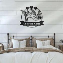 personalized couple hummingbird love decorative garden custom metal sign 2