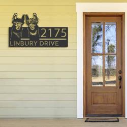 personalized couple llama address sign house number plaque custom metal sign 1