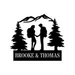 personalized couple mountain hiking custom metal sign 0