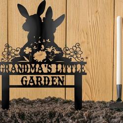 personalized couple rabbit bunny garden decorative custom metal sign 1