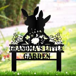 personalized couple rabbit bunny garden decorative custom metal sign 2