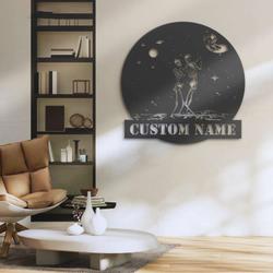 personalized couple skeleton dance on the moon metal sign halloween decoration for home 2