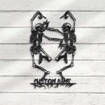 personalized couple skeleton dancer metal sign skull halloween decoration for home 0