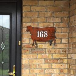 personalized cow house number sign metal address plaque farm house decor 1