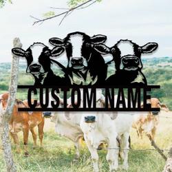 personalized cow metal signs housewarming gift for farmer rustic farm decor 1