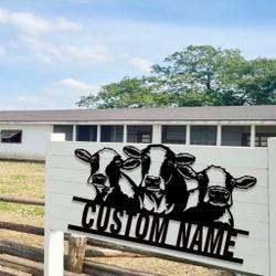 personalized cow metal signs housewarming gift for farmer rustic farm decor 2