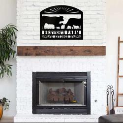 personalized cow on a farm animal farmhouse decoration cut metal sign 1