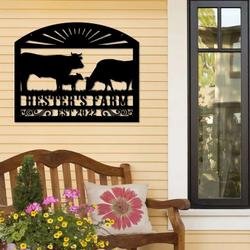 personalized cow on a farm animal farmhouse decoration cut metal sign 5