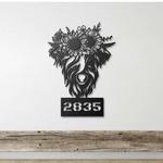 personalized cow sunflower address sign highland cattle house number plaque custom metal sign 0