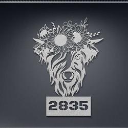 personalized cow sunflower address sign highland cattle house number plaque custom metal sign 2