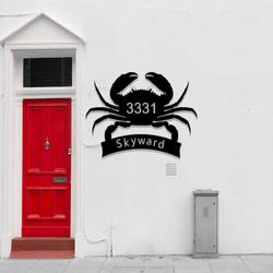 personalized crab beach house address sign house number plaque custom metal sign 1