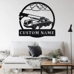 personalized crain truck metal name sign home decor gift for truck drivers 1