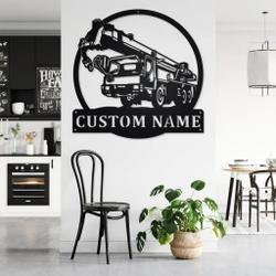 personalized crane truck metal name sign home decor gift for truck drivers 1