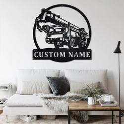 personalized crane truck metal name sign home decor gift for truck drivers 2