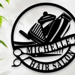 personalized creative salon business signage barber hair stylist custom metal sign 1