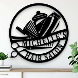 personalized creative salon business signage barber hair stylist custom metal sign 4
