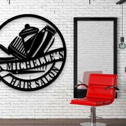 personalized creative salon business signage barber hair stylist custom metal sign 5