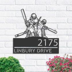 Personalized Cricket Player Sport Team Address Sign House Number Plaque Custom Metal Wall Art