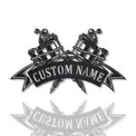 personalized crossed tattoo sign tattoo machine metal sign tattoo machine shop decor tattoo studio name sign tattoo lover gifts 0