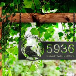 personalized crow bird raven address sign custom metal signs 2