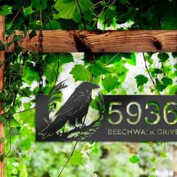 personalized crow raven address sign house number plaque custom metal sign 2