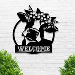 personalized cute cow metal signs welcome housefarm wall art gift for farmer rustic farm decor 0