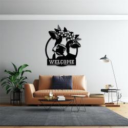 personalized cute cow metal signs welcome housefarm wall art gift for farmer rustic farm decor 1