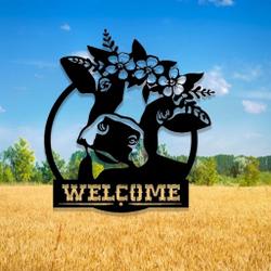 personalized cute cow metal signs welcome housefarm wall art gift for farmer rustic farm decor 2