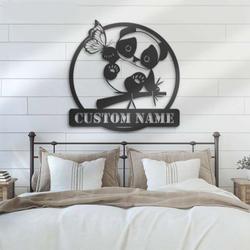 personalized cute panda with butterfly decorative garden custom metal sign 2