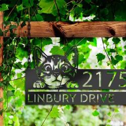 personalized cute peeking cat kitten pet address sign house number plaque custom metal sign 1