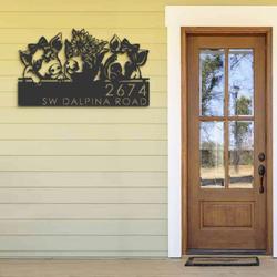 personalized cute pigs farmhouse farm animal ranch address sign house number plaque custom metal sign 3