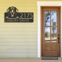 personalized dachshund dog cute puppy address sign house number plaque custom metal sign 1